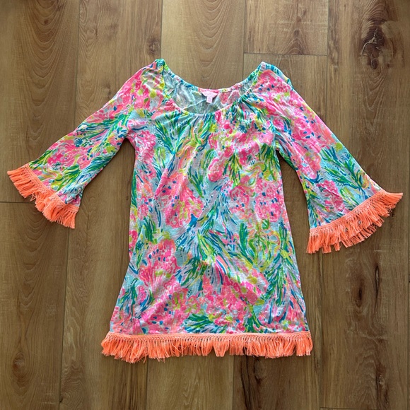 Cover-up / Robe Courte Lilly Pulitzer Gala - Blanc à Motif Palmier - Taille XXS (2XS) - Neuf Avec étiquettes